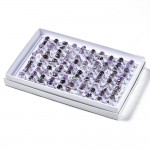 Amethyst Rings Platinum Mixed Size - 100 Pcs Boxed